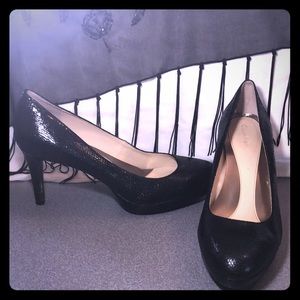 Calvin Klein black crocodile textured heels